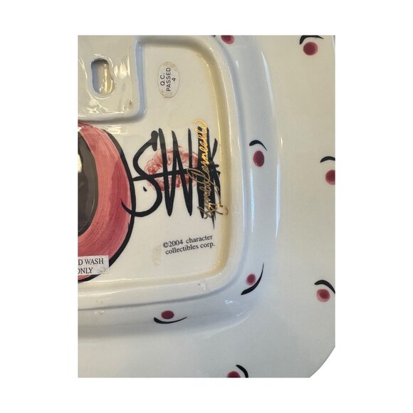 Hand-Painted Ceramic Square Plate With Whimsical Woman Design By Character Colle - Picture 3 of 6